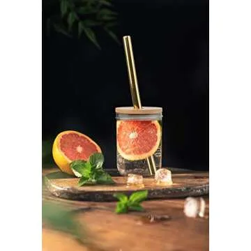 Bamboo Mason Jar Lids Set with Reusable Straws - Eco Friendly