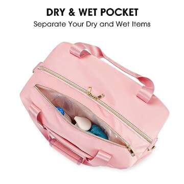 For Spirit Airlines 18x14x8 Personal Item Bag Travel Duffel Bag Underseat Carry-on Luggage with TSA Approved Quart Size Bag & Shoes Bag, Weekender Overnight Bag for Women (Pink)