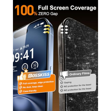 BossKiss iPhone 15/16 Screen Protector - Shatterproof & HD Clear