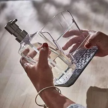 Spectrum HEXA Sponge & Brush Organizer With Soap Pump, Kitchen Sink Organizer With Refillable Soap Pump, Sponge & Dish Brush Holder Easy-Clean Sink Organization & Dish Brush Holder with Removable Base