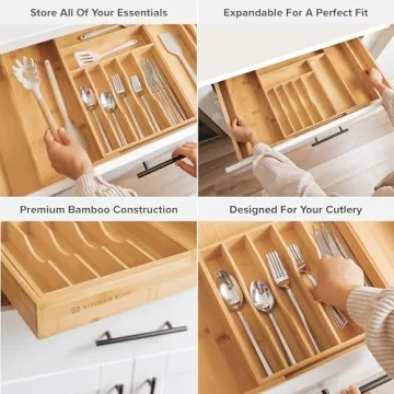 KitchenEdge Expandable Silverware Organizer for Efficient Storage