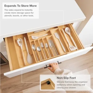 KitchenEdge Expandable Silverware Organizer for Efficient Storage