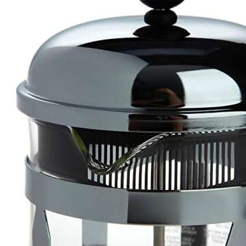Bodum 17oz Chambord French Press Coffee Maker, High-Heat Borosilicate Glass, Polished Stainless Stee...