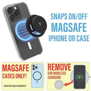 Tango Ultra Thin Grip for MagSafe: One Hand Pop, Stand, 10x Expandable, Space Grade Steel, Removable for Wireless Charging. Half The Thickness, Twice The Pop and More Bling Than A Ring.