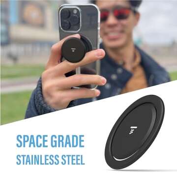 Tango Ultra Thin Grip for MagSafe: One Hand Pop, Stand, 10x Expandable, Space Grade Steel, Removable for Wireless Charging. Half The Thickness, Twice The Pop and More Bling Than A Ring.