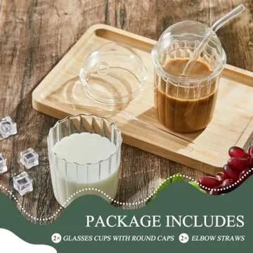 Adorable Layhit Glass Tumblers with Lids and Straws