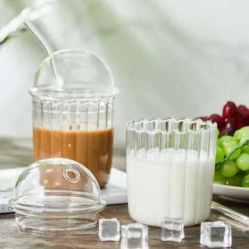 Adorable Layhit Glass Tumblers with Lids and Straws
