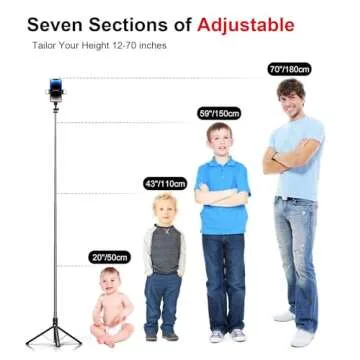 Selfie Stick Phone Tripod with Remote and LED Fill Lights - ASHINER 70 inch Heigh Cell Phone Holder ...
