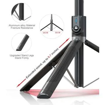 Selfie Stick Phone Tripod with Remote and LED Fill Lights - ASHINER 70 inch Heigh Cell Phone Holder for Travel, Vlogging, Live Streaming Video and Photos,Phone Stand Compatible with iPhone and Android