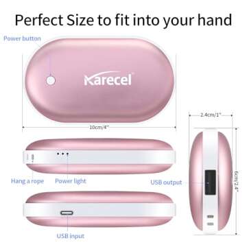 Karecel Rechargeable Electric 5200mAh Powerbank Reusable, Portable USB Hand Warmer Heater Battery Po...