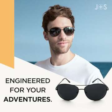 J+S Premium Military Style Classic Aviator Sunglasses, Polarized, 100% UV protection for Men Women (...