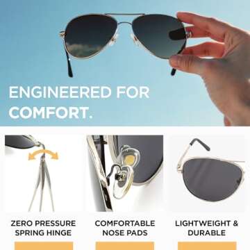 J+S Classic Aviator Sunglasses - Polarized & UV400 Protection