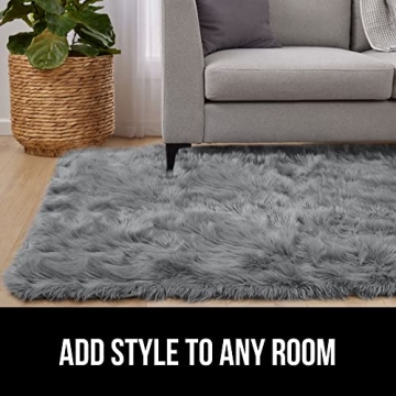 Gorilla Grip Fluffy Faux Fur Rug 4x6 Machine Washable Soft
