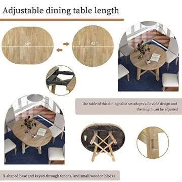 P PURLOVE Round Extendable Dining Table for Elegance