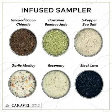 Sea Salt Gift Set 4-Pack - Infused, Smoked, Spicy and Natural Salt Sampler Collections - 23 Flavors with Reusable Tins- Great Gifts for Everyone - Caravel Gourmet