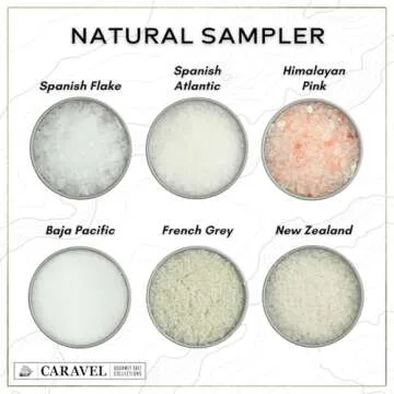 Sea Salt Gift Set 4-Pack - Infused, Smoked, Spicy and Natural Salt Sampler Collections - 23 Flavors with Reusable Tins- Great Gifts for Everyone - Caravel Gourmet