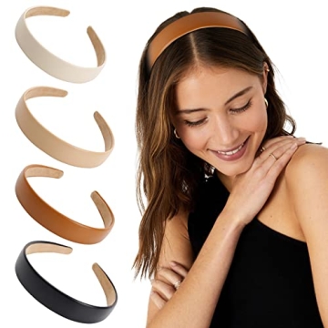 WOVOWOVO Leather Headbands - 4 Pack Stylish Hair Accessories