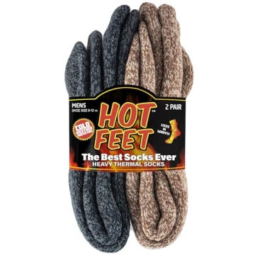 HOT FEET Thermal Socks for Men, Extreme Cold Weather, 2/4 Pack Thick Warm Socks for Men, Winter Insu...
