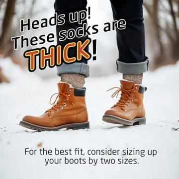 HOT FEET Thermal Socks for Men, Extreme Cold Weather, 2/4 Pack Thick Warm Socks for Men, Winter Insulated Socks, Size 6-12.5, 2 Pack, Oatmeal/Denim Heather