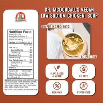 Dr. McDougall's Vegan Chicken Soup - Chicken Noodle Soup - Organic Ramen Noodle Cups - Lower Sodium ...