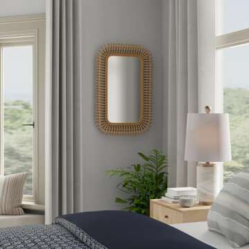 KOUBOO Rattan Coiled Wall Mirror - Elegant and Functional