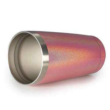CIVAGO 20oz Insulated Stainless Steel Tumbler, Coffee Tumbler with Lid and Straw, Double Wall Vacuum Travel Coffee Mug, Powder Coated Tumbler Cup (Pink Shimmer,4)