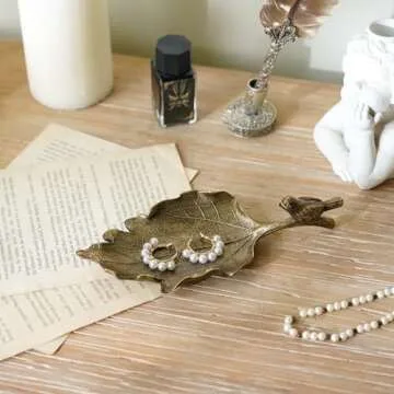 NIKKY HOME Vintage Jewelry Tray Dish - Elegant Trinket Organizer for Dresser