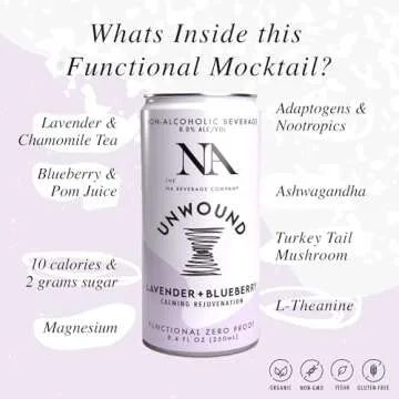 NA Functional Beverage Variety Pack, Energizing Yerba Mate Yuzu, Calming Lavender Blueberry, 8.4oz (...