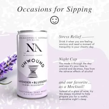 NA Functional Beverage Variety Pack, Energizing Yerba Mate Yuzu, Calming Lavender Blueberry, 8.4oz (8 Pack), Adaptogens & Functional Mushrooms, Organic & Non-GMO, Low Calorie & Low Sugar