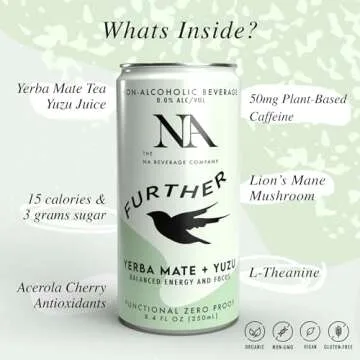 NA Functional Beverage Variety Pack, Energizing Yerba Mate Yuzu, Calming Lavender Blueberry, 8.4oz (8 Pack), Adaptogens & Functional Mushrooms, Organic & Non-GMO, Low Calorie & Low Sugar