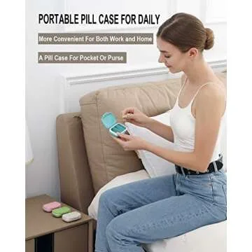 4 PC Pill Case 3 Removable Compartments Pill Box BPA-Free,Day Pill Organizer/3 Times a Day/AM-PM Tra...