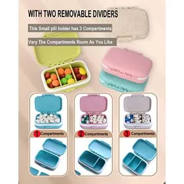 Portable BPA-Free 4 PC Pill Case with 3 Compartments