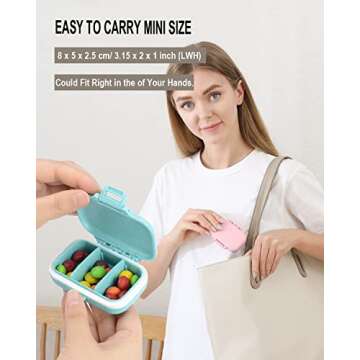 Portable BPA-Free 4 PC Pill Case with 3 Compartments