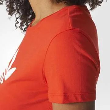 adidas Women's Core Red Trefoil Slim Fit Tee - Stylish Activewear