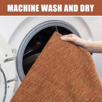 Collive Small Bathroom Rug, 2' x 3' Hand-Woven Low Profile Front Entryway Rug, Terracotta Cotton Reversible Washable Kitchen Rug Modern Farmhouse Carpet for Foyer Bedroom Front Door Fall Decor