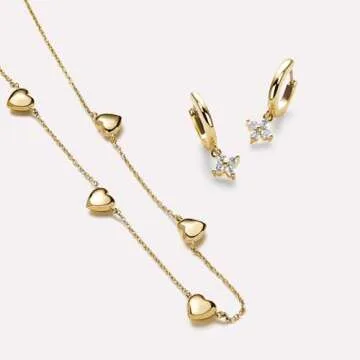 Ana Luisa Jewelry Gold Necklace for Women - Gold Chain Necklaces With Flower and Heart Styles - Minimalist & Chic Layering Chain Necklaces - Hypoallergenic, Water-Resistant & Tarnish-Free Jewelry (Lev Heart Station)