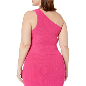Stylish Hot Pink Asymmetrical Cropped Sweater for Women