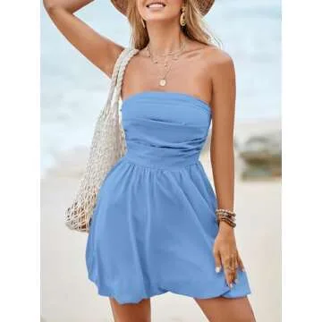 Wenrine Strapless Summer Mini Dress for Weddings
