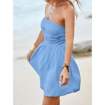 Wenrine Strapless Summer Mini Dress for Weddings