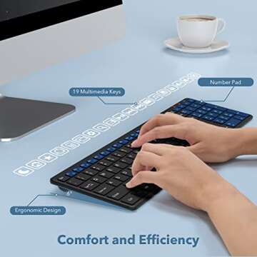 WisFox Wireless Keyboard, Ultra Slim Silent Computer Keyboard, Full Size 2.4G USB Keyboard with Number Pad for PC/Desktop/Laptop/Notebook, Black
