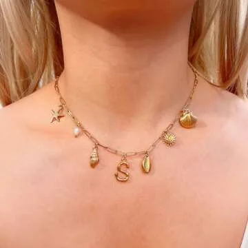 Elegant Gold Initial Charm Necklace for Women