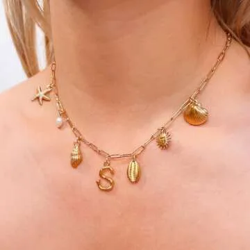Elegant Gold Initial Charm Necklace for Women