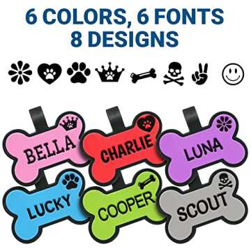 GoTags Silicone Dog Tags, Soundless Pet Tag, Personalized Silent Tag Engraved for Pets with Cute Cus...