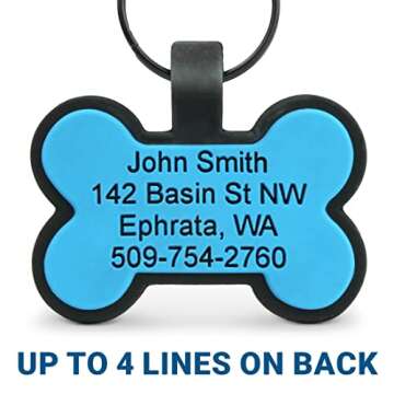 GoTags Silicone Dog Tags, Soundless Pet Tag, Personalized Silent Tag Engraved for Pets with Cute Custom Designs, for Dogs and Cats, (Bowtie, Blue)