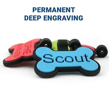 GoTags Silicone Dog Tags, Soundless Pet Tag, Personalized Silent Tag Engraved for Pets with Cute Custom Designs, for Dogs and Cats, (Bowtie, Blue)