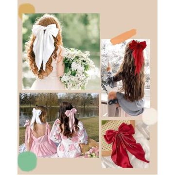 Vintage Hair Bows - 8 PCS Clips with Long Tails