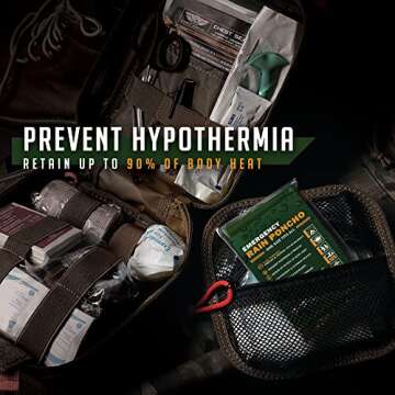 Everlit Survival Rain Poncho Emergency Mylar Space Blanket Camping Gear-Retain 90% of Body Heat Survival Gear for Survival Kits Camping Supplies Emergency Blankets