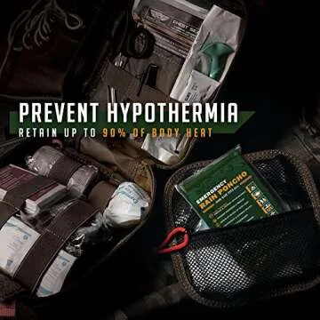 Everlit Survival Rain Poncho Emergency Mylar Space Blanket Camping Gear-Retain 90% of Body Heat Survival Gear for Survival Kits Camping Supplies Emergency Blankets