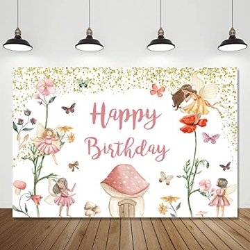 Crefelimas Elf Fairy Birthday Backdrop - Enchanting Wonderland Decor for Little Princesses