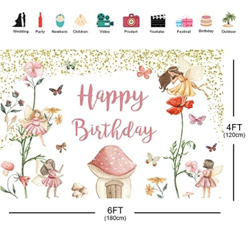 Crefelimas Elf Fairy Birthday Backdrop for Magical Celebrations